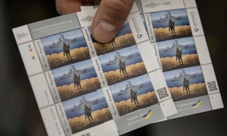 ‘Russian warship, go …!’: Ukrainians queue for stamp celebrating act of defiance