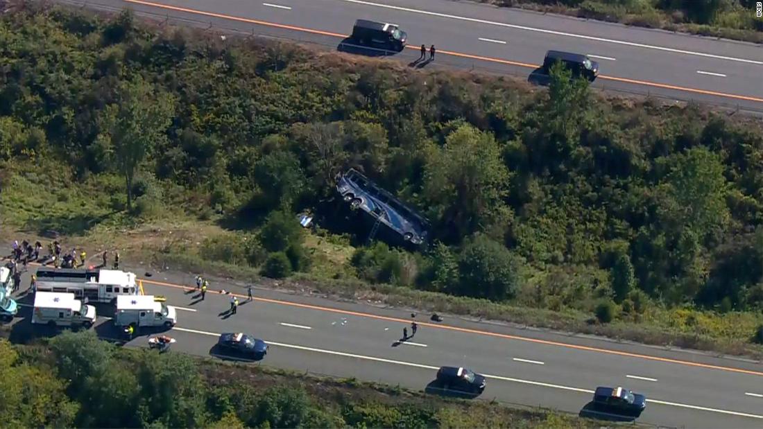 1 person killed, more than 40 students injured after bus headed to band camp event crashes in New York