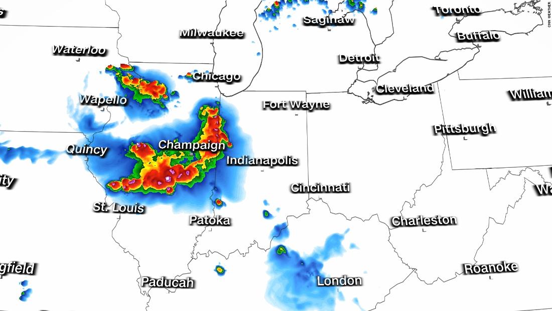 A massive storm is plowing through the Midwest, clearing out smoke with hurricane-force wind gusts