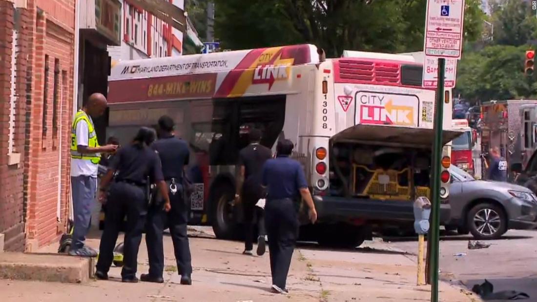 At least 17 injured following Baltimore bus crash, police say