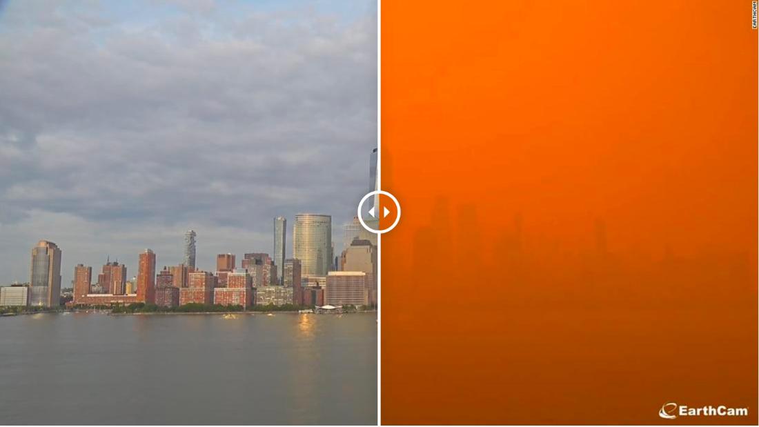 Before-and-after images from EarthCam show US landmarks as they get inundated with wildfire smoke