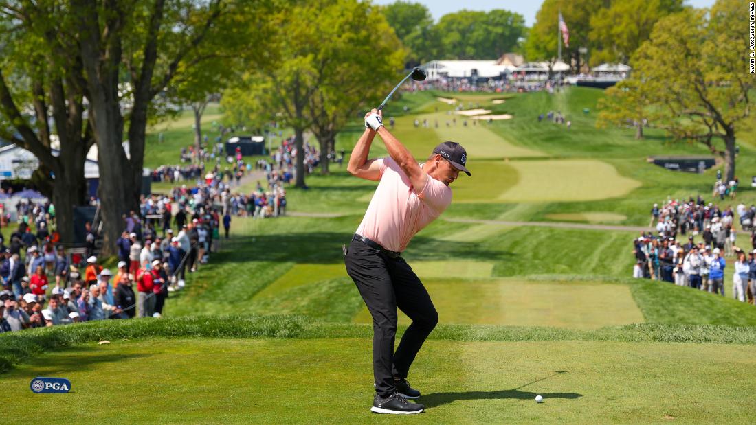 Bryson DeChambeau's wayward shot hits PGA Professional about to tee off on another hole at PGA Championship