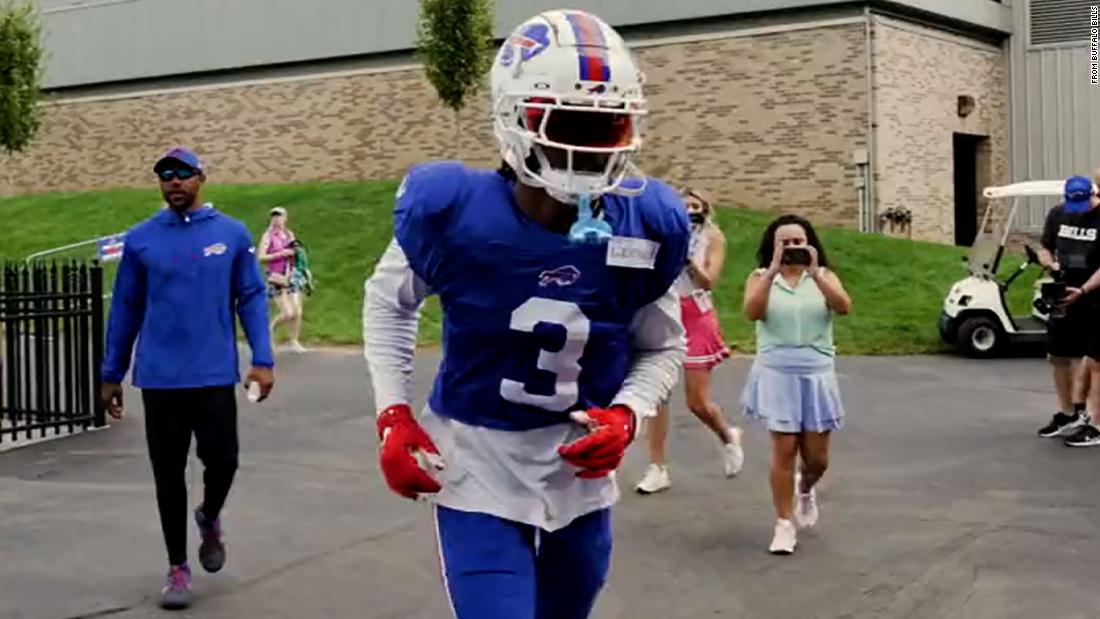 Damar Hamlin takes another step in comeback as he puts on pads at Buffalo Bills practice