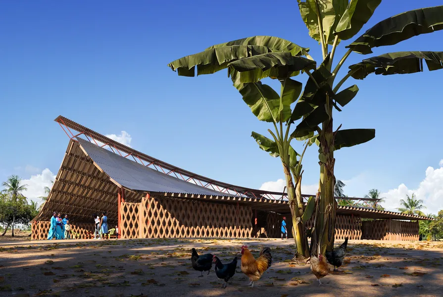 Design unveiled for Tanzanian community hall with 3D-printed earth walls