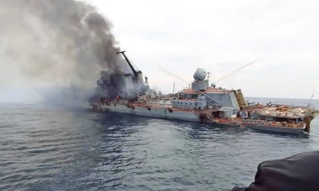 Film and photos show Russian cruiser Moskva probably hit by missiles