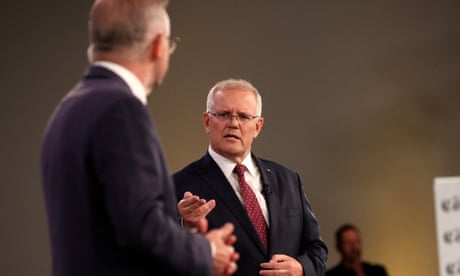 Morrison and Albanese clash on Solomon Islands-China pact in first leaders’ debate of federal election