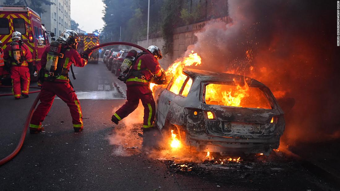 Protests flare near Paris after 17-year-old shot dead during police traffic stop