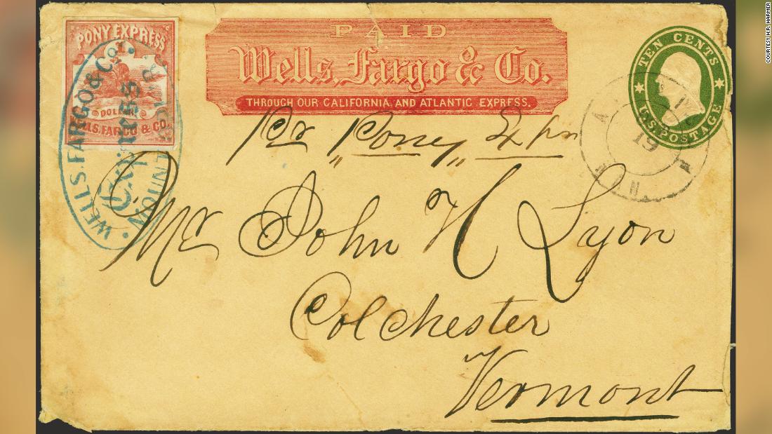 Rare pony express envelope bound for Vermont to be auctioned in New York City
