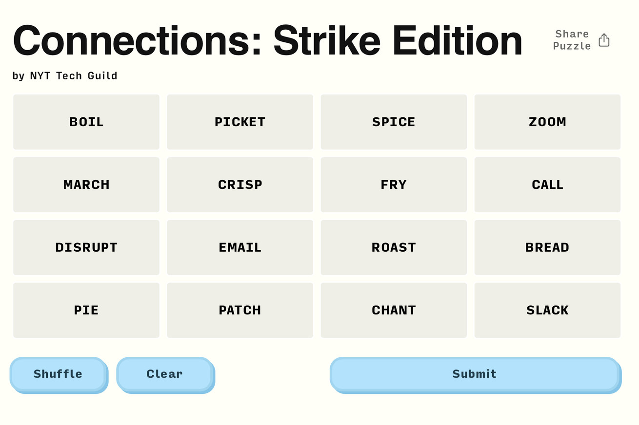 Striking NYT tech workers made a custom Connections so you don’t cross the picket line