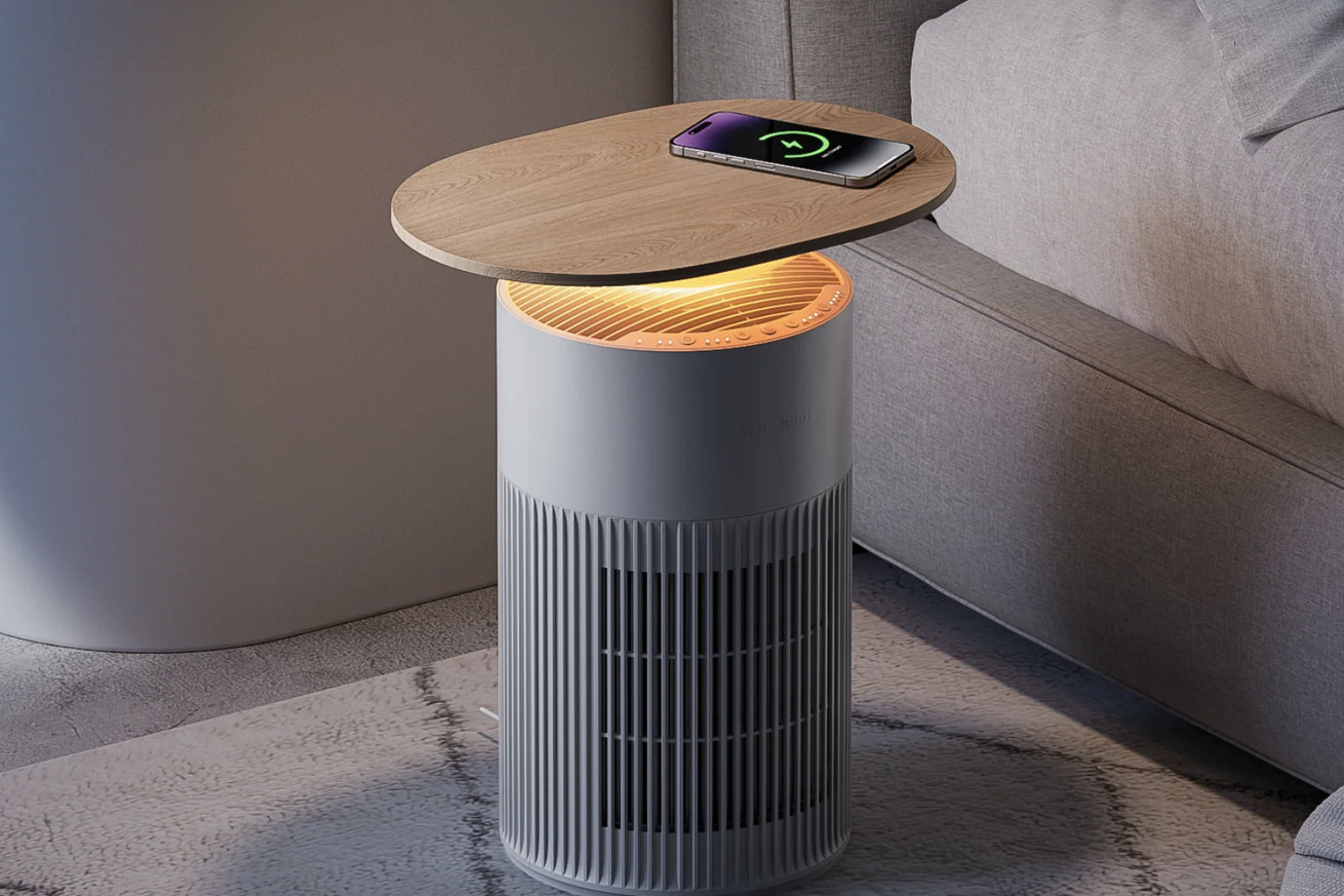 SwitchBot made an air purifier that’s also a table and charging station