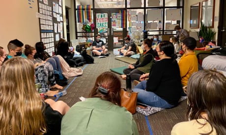 The students staging a sit-in for LGBTQ+ rights at a Christian university