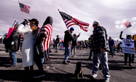 US trucker convoy gathers for cross-country trip to protest Covid rules