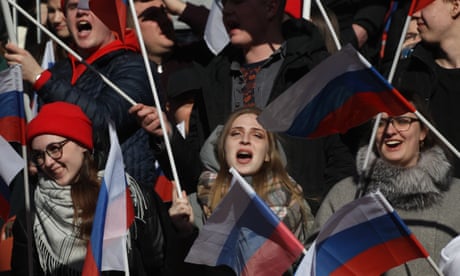 Vladimir Putin waves the flag in a polarised country where views are hard to shift