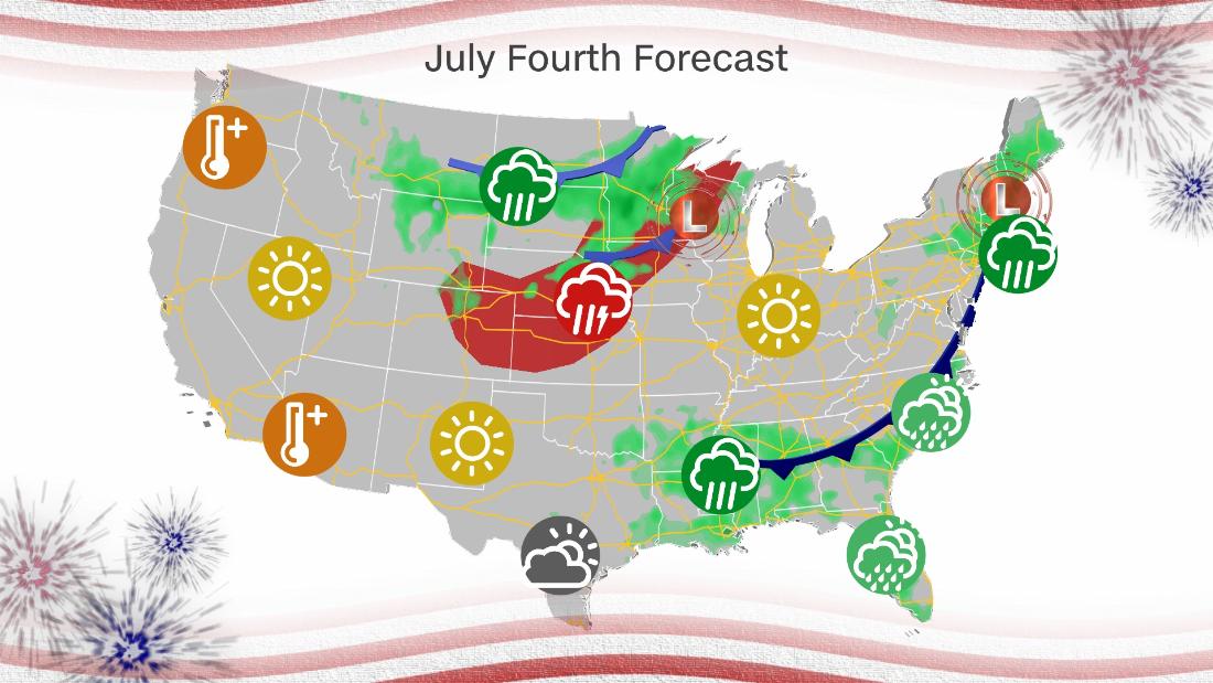 Where storms could disrupt Fourth of July fireworks and festivities